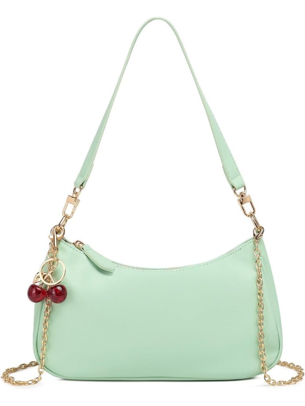 👜Women Light Green Leather Minimalist Crossbody Bag Underarm Shoulder Bag Charm